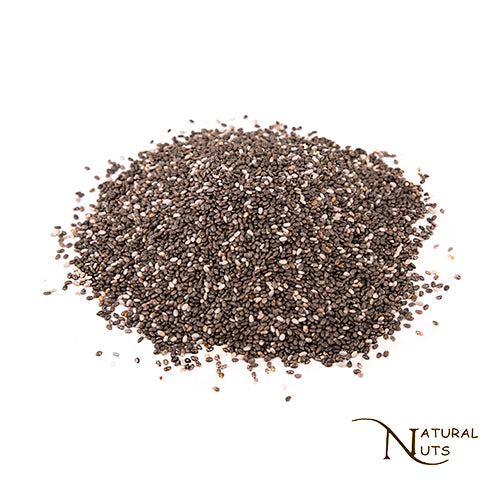 Chiazaad, rijk aan omega-3 vetzuren, eiwitten en vezels, perfect voor smoothies, yoghurt of chia-pudding.