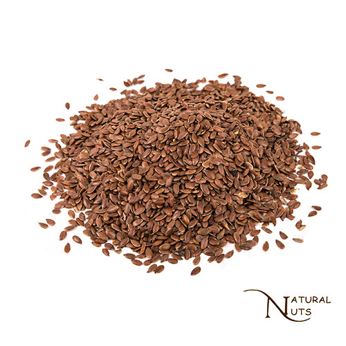 Hele lijnzaad, rijk aan omega-3 vetzuren en vezels, ideaal voor dagelijks gebruik in smoothies of muesli.