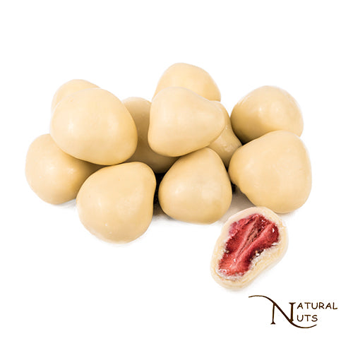 Gevriesdroogde aardbeien omhuld met witte chocolade en yoghurtaroma.