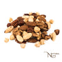 Raw, natuurlijke en ongezouten notenmix met cashewnoten, amandelen, walnoten, paranoten, hazelnoten en pecannoten.
