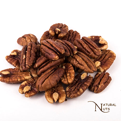 Raw pecannoten, ongezouten, rijk aan eiwitten en antioxidanten, ideaal voor salades of als gezonde snack.